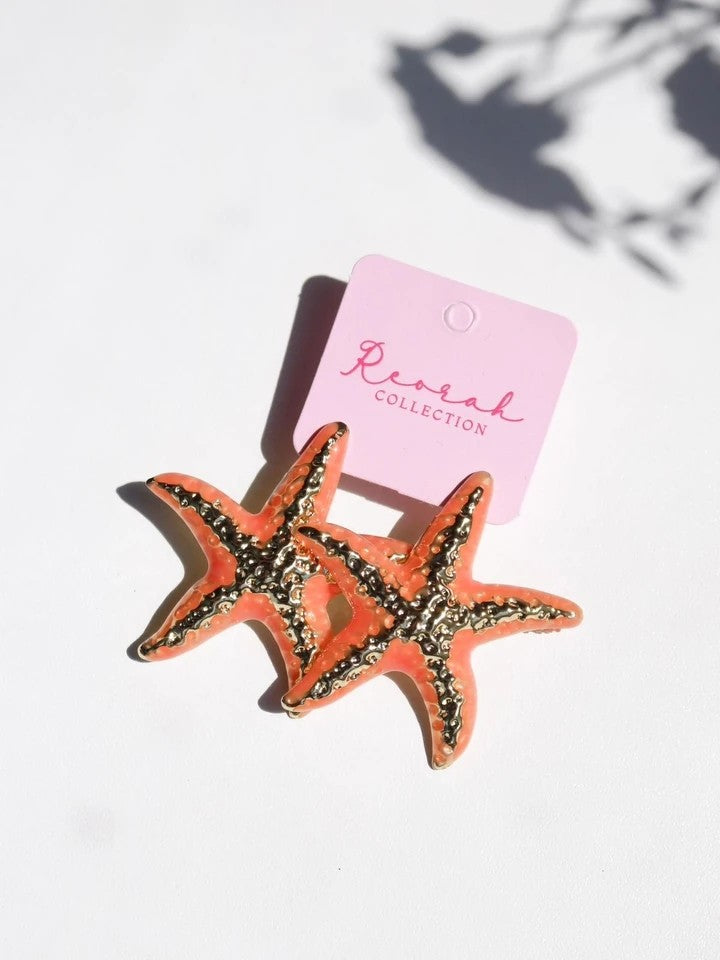 Orange Starfish Earrings