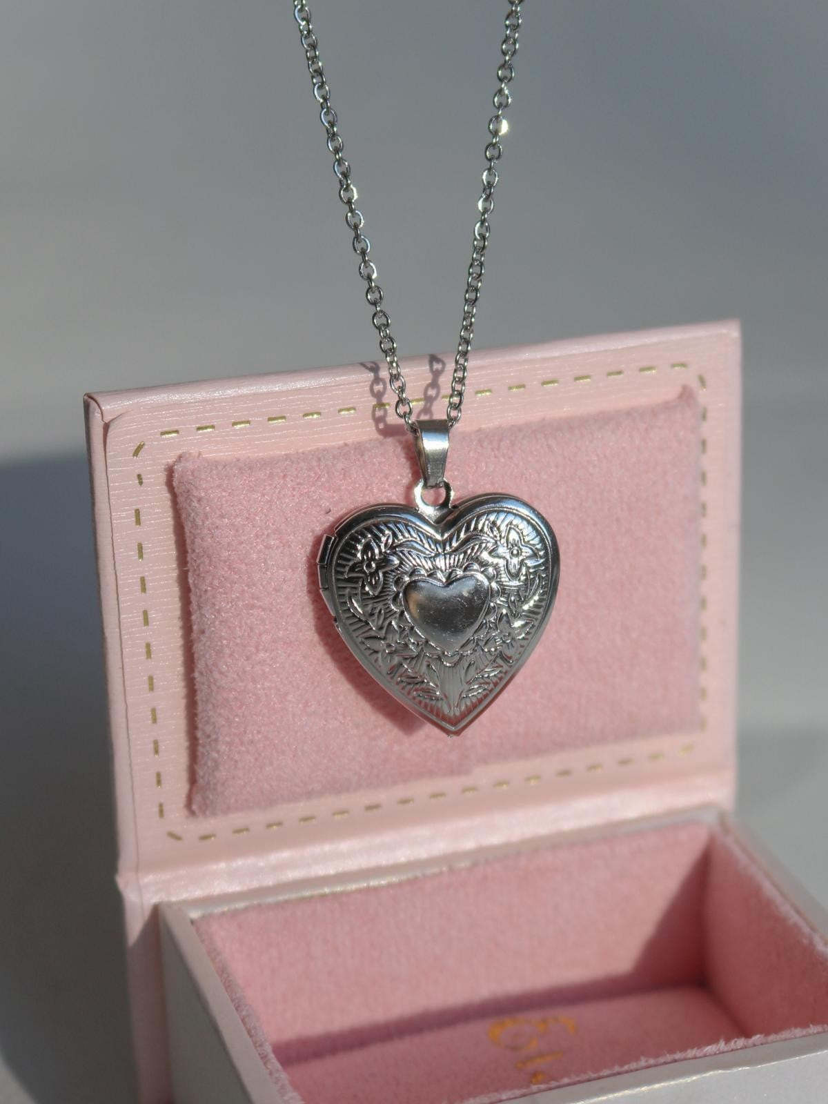 Floral Heart Personalized Photo Locket Necklace