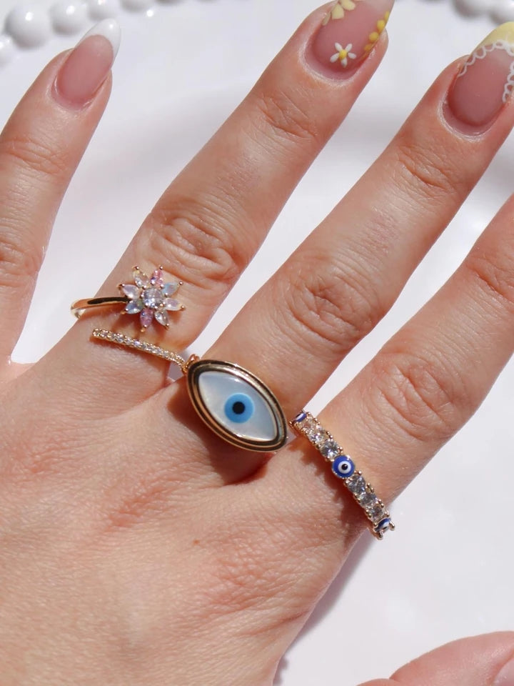 Pearl Evil Eye Ring