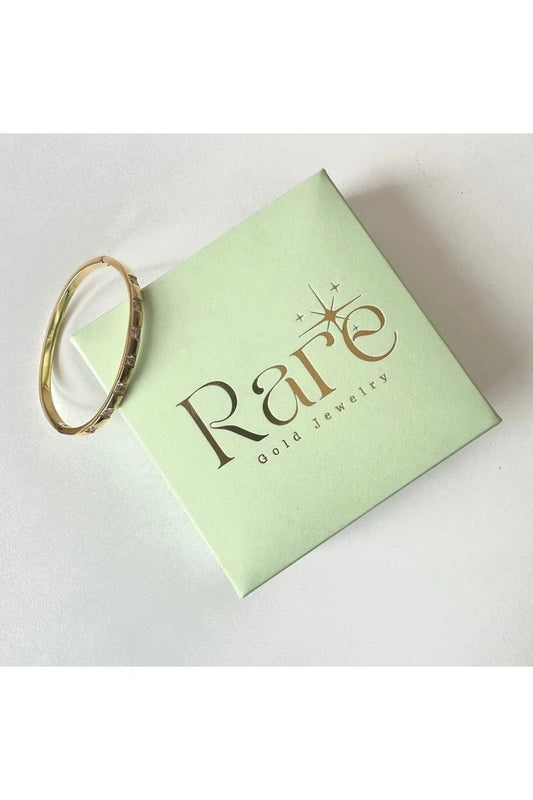 Square Zircon Stone Steel Cuff Bracelet