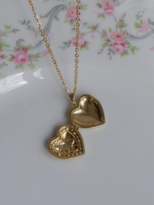 White Bee Heart Personalized Photo Locket Necklace