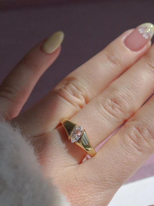 Gold Plated Ring With Zircon Stone