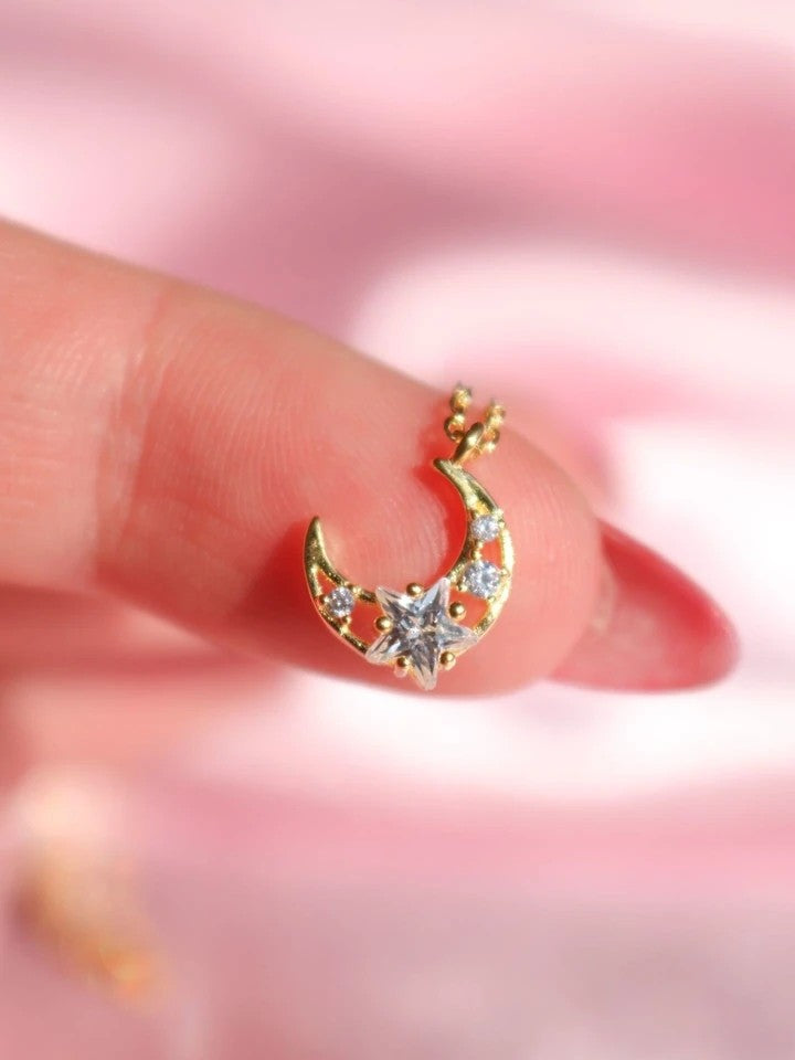 Star And Moon Necklace 925 Silver