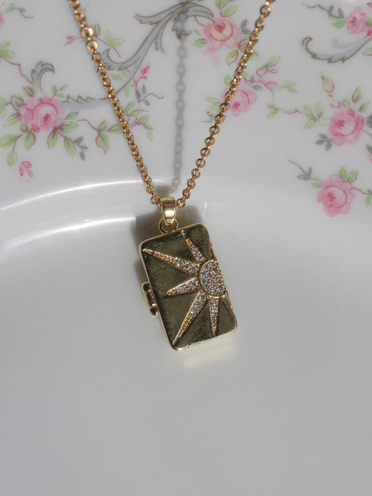 Golden Sun Book Of Memories Personalized Photo Locket Necklace