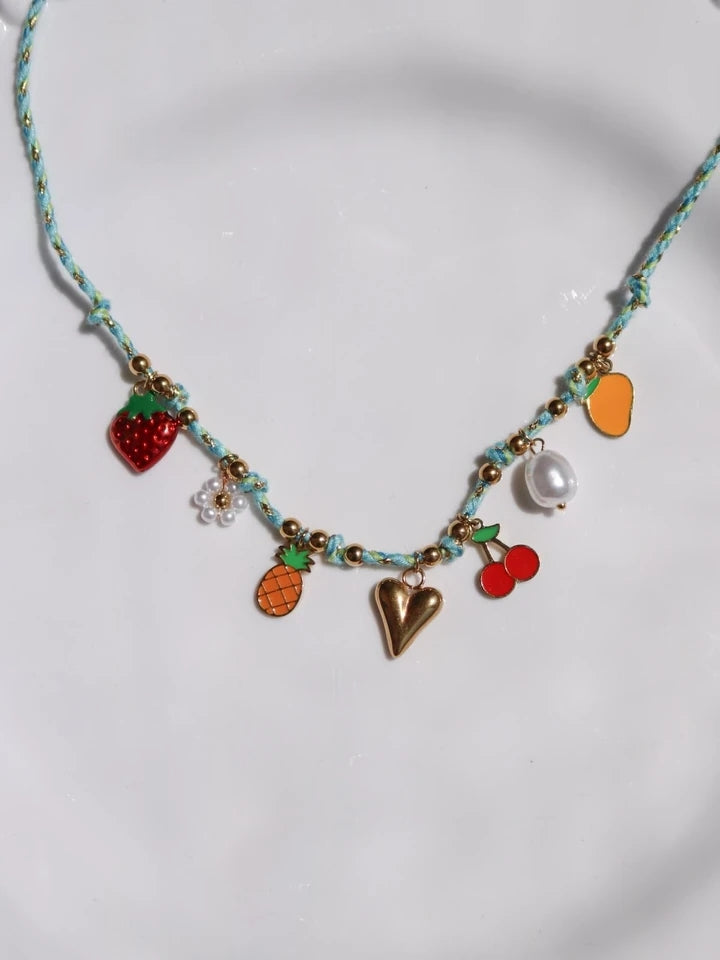 Juicy Charm Macrame Steel Necklace