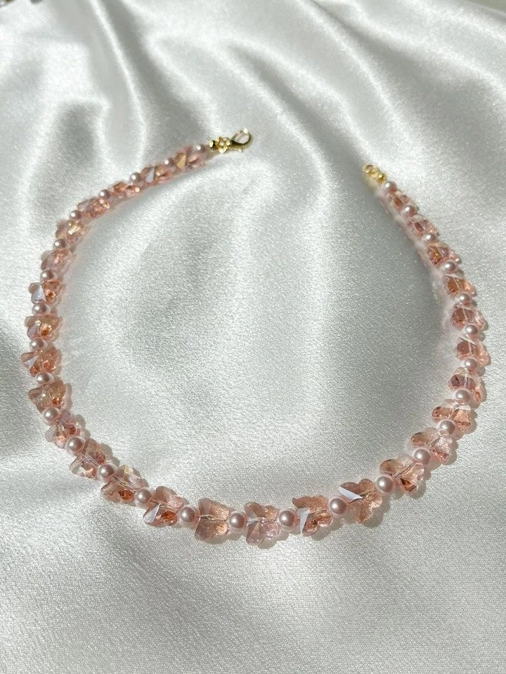 Butterfly Glass Pearl Choker
