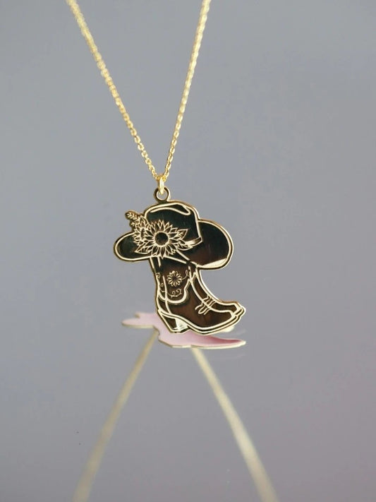 Cowboy Boots 925 Silver Necklace