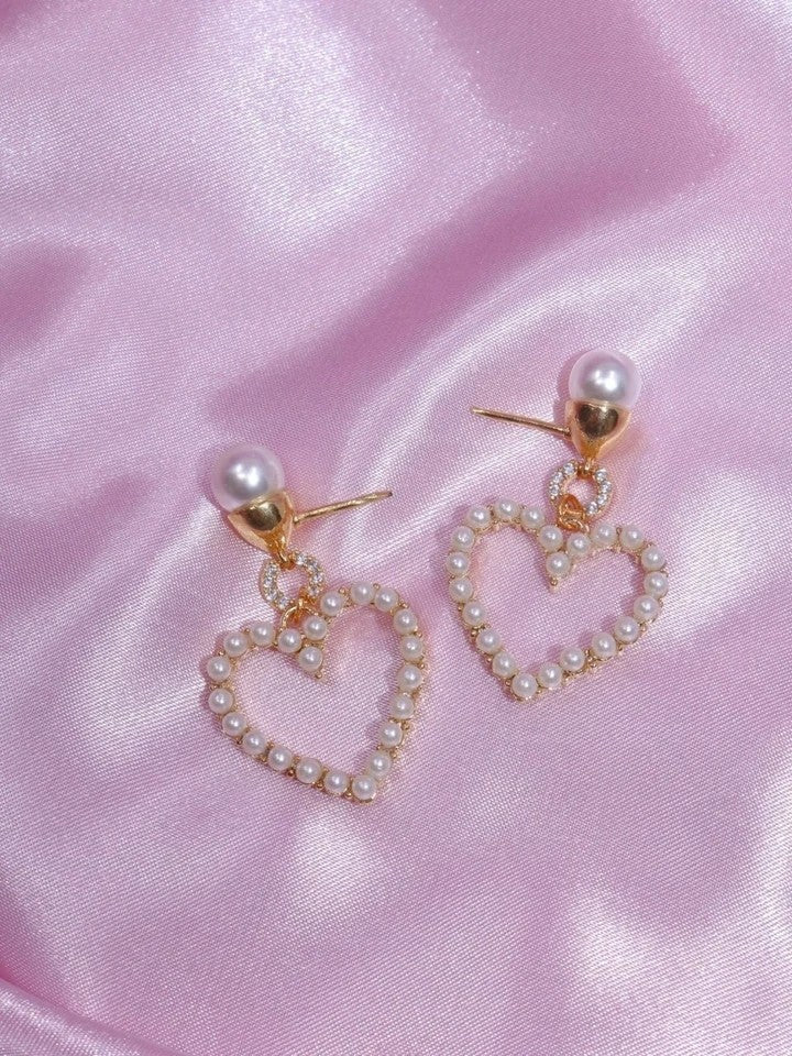 Pearl Heart Earrings