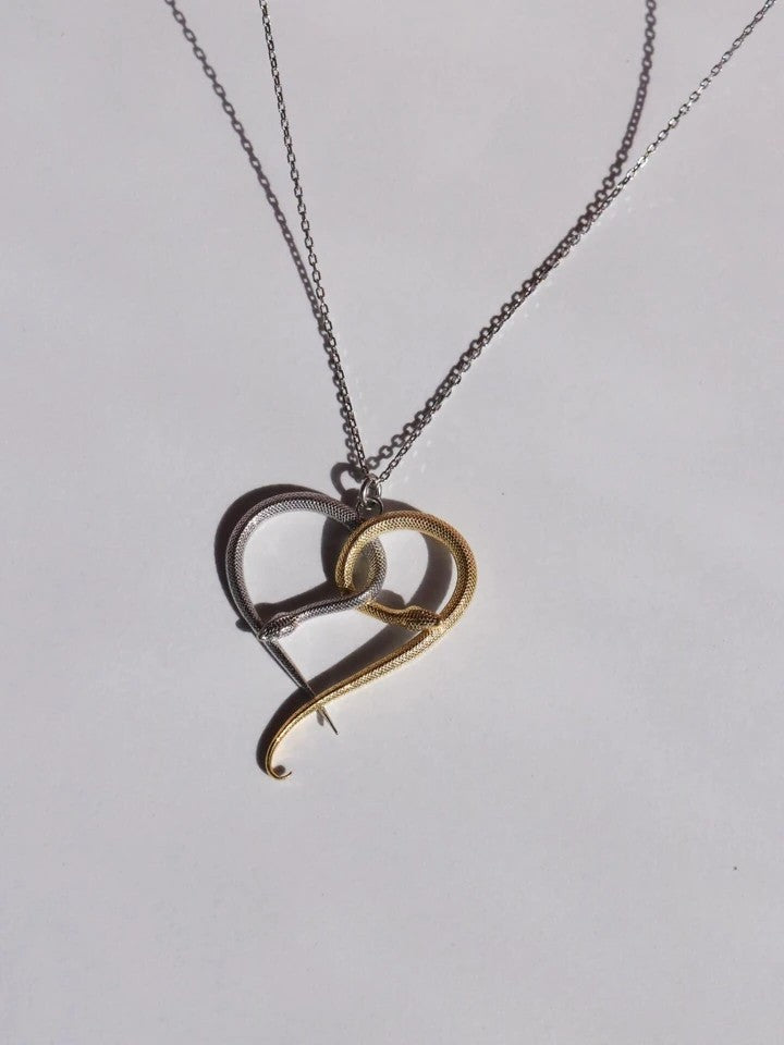 Snake Heart 925 Silver Necklace