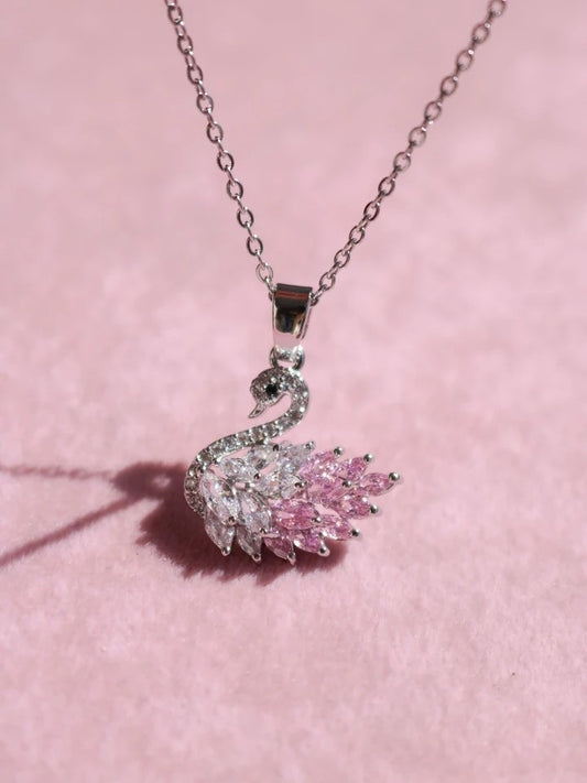 Pink Swan Steel Necklace