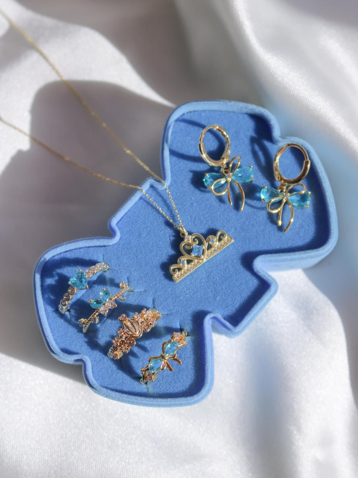 Cinderella Blue Dream Ring, Earring, Bracelet, Necklace Set