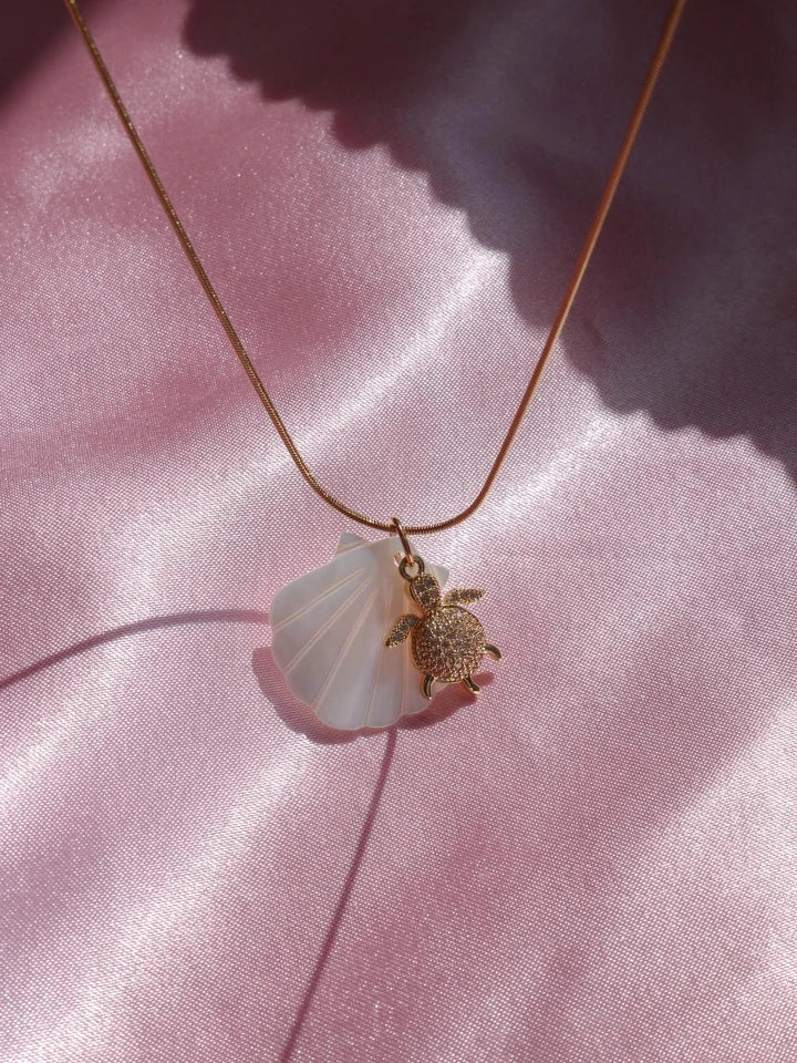 Seashell Turtle Steel Necklace