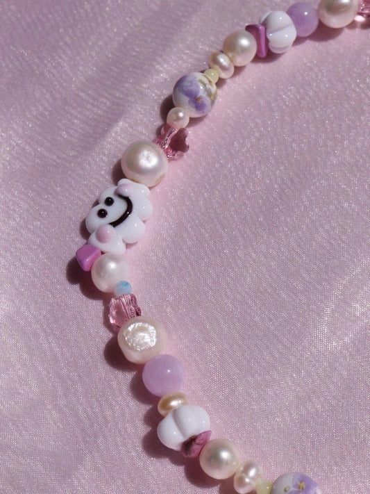 Happy Cloud And Unicorn Pearl Necklace