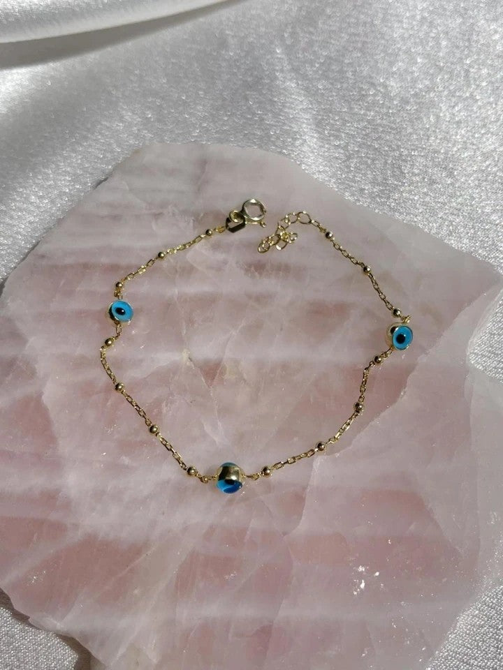 Evil Eye Beaded 925 Silver Bracelet