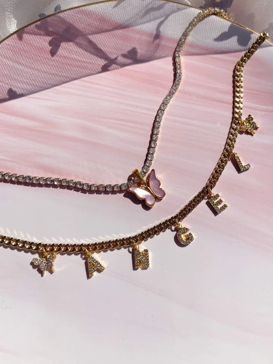 Basic Name Necklace With Zircon Stone