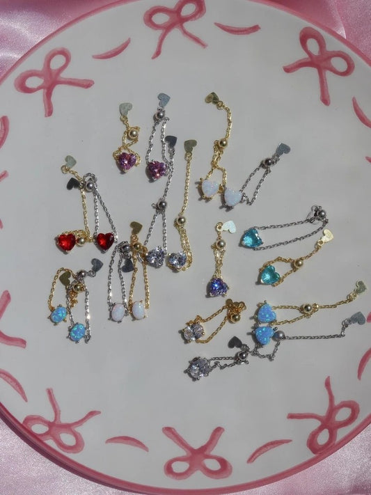 Heart Chain Ring Opal 925 Sterling Silver