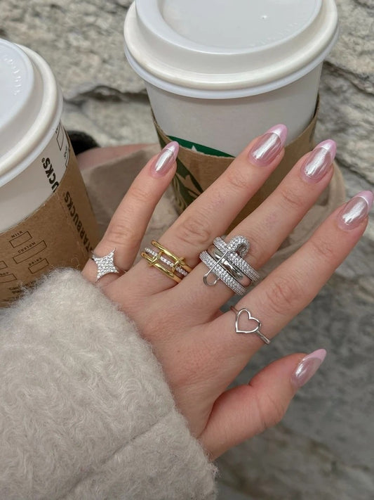 White Multiple 925 Silver Ring