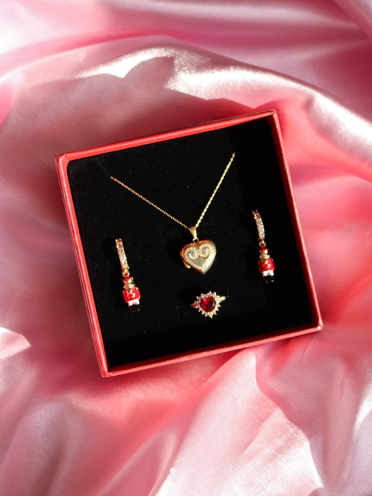 Clara Sugar Plum Stone Necklace, Earrings, Ring Jewelry Set