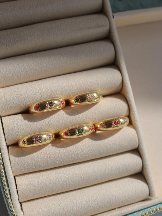 Colorful Vintage Trio Flower Glow Ring