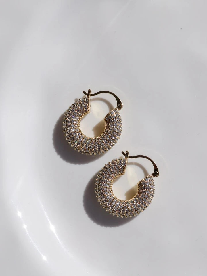 Basic Stone Hoop Earrings