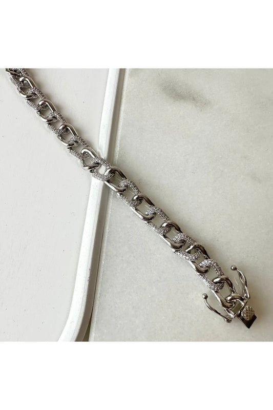 Zircon Stone Thick Chain Steel Bracelet