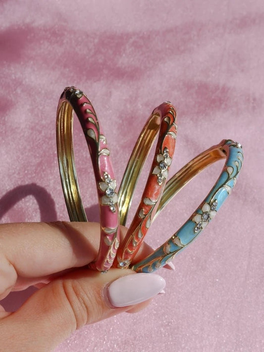 Colorful Flower Enamel Cuff Bracelet Vol. 3