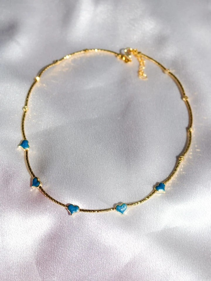 Navy Blue Minimal Heart Necklace