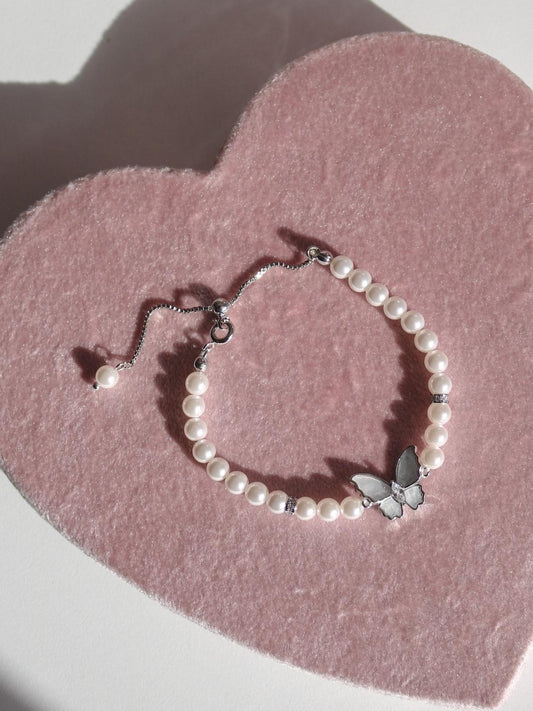 White Pearl Wing Elevator Bracelet