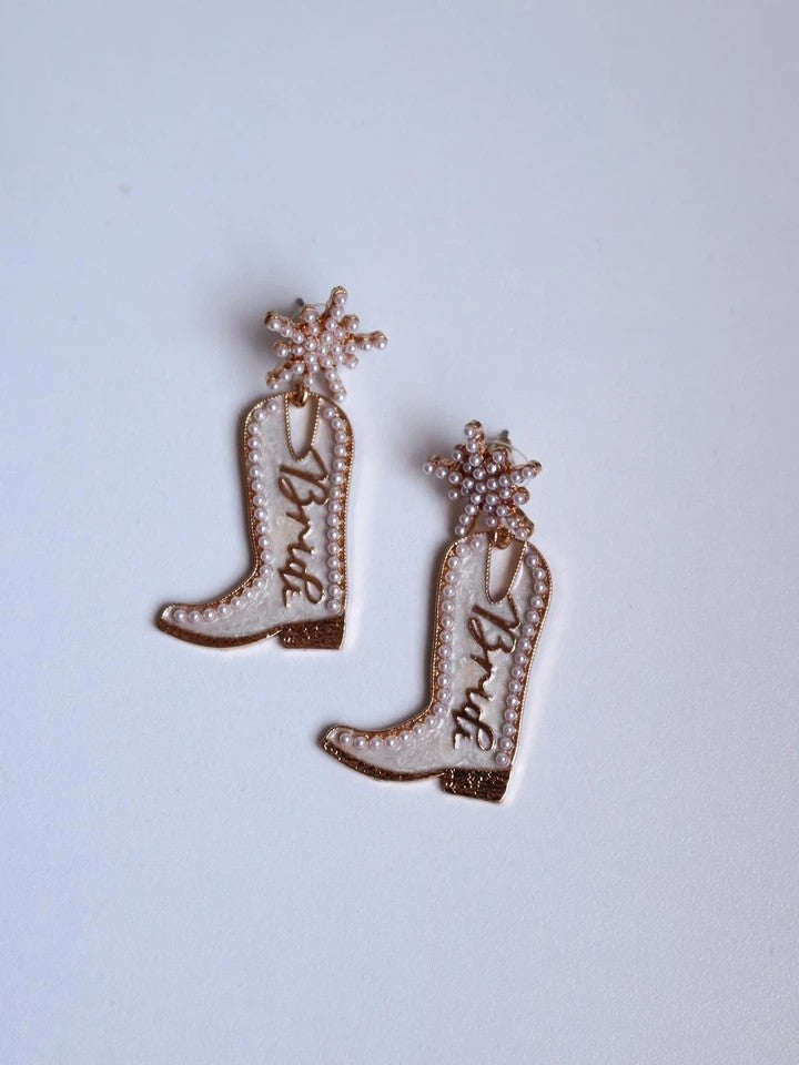 Bride Cowboy Boots Earrings