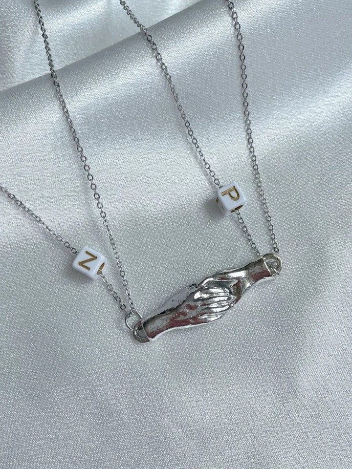 Hold My Hand Initial Magnet Necklace