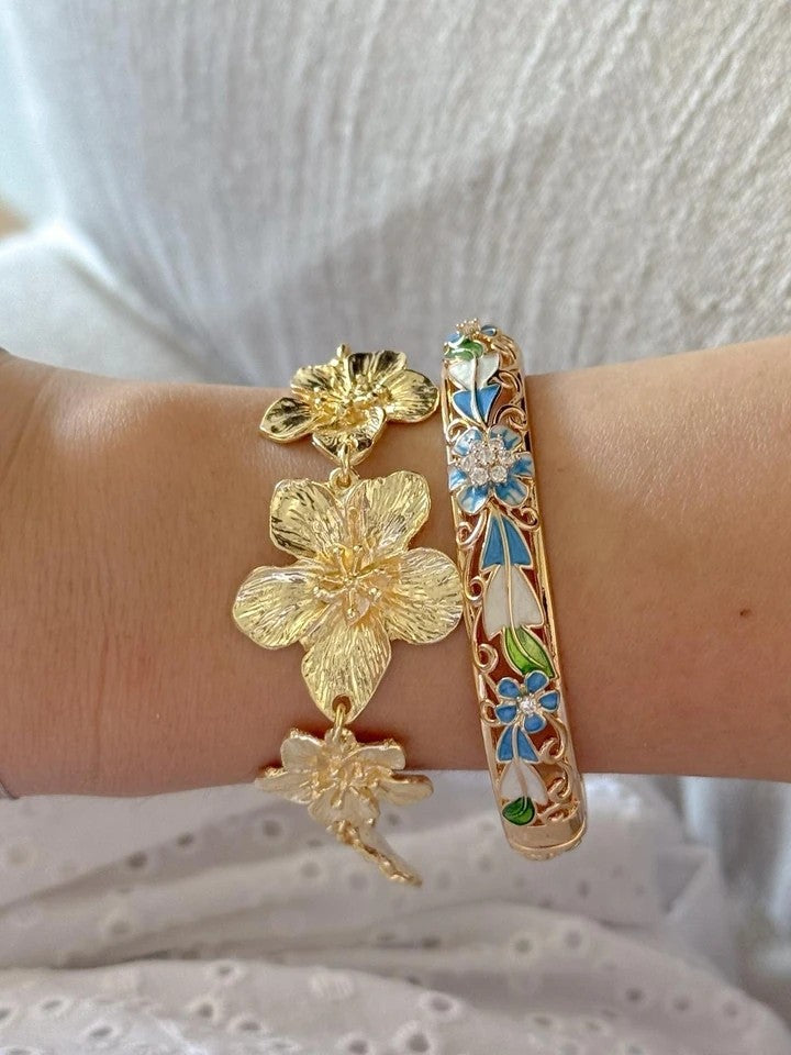 Enamel And Stone Flower Bracelet
