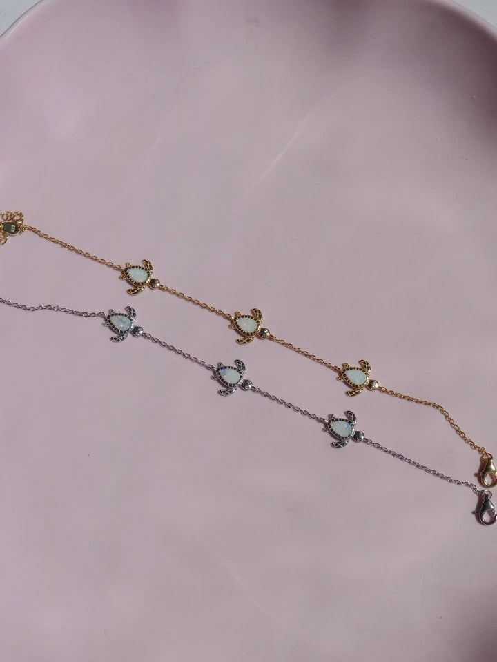 White Sea Turtle 925 Silver Bracelet