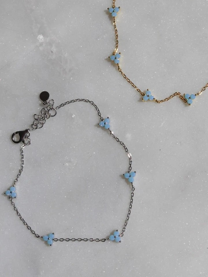 3-Piece Circle Ice Stone 925 Silver Bracelet