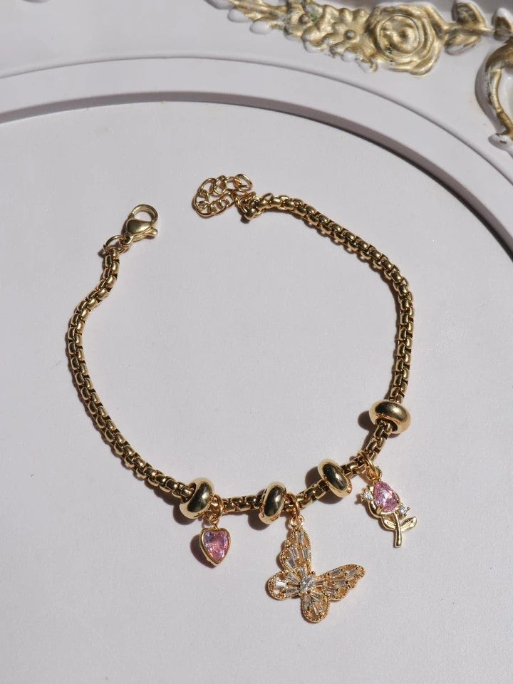 Tiny Butterfly Charm Bracelet