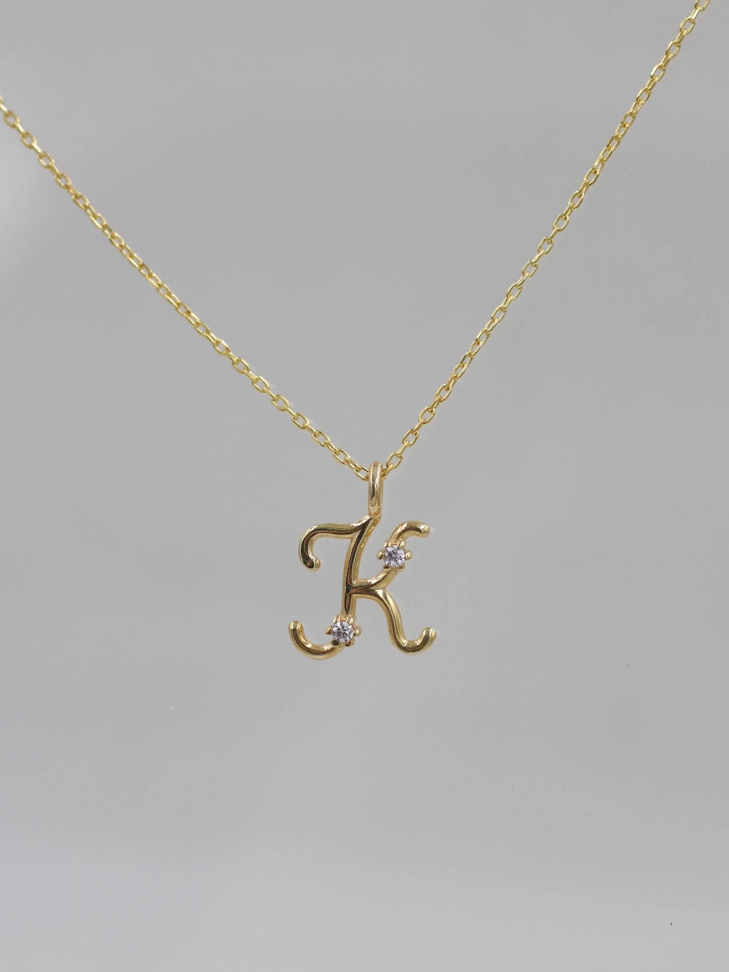 Personalized Stone Letter 925 Silver Necklace