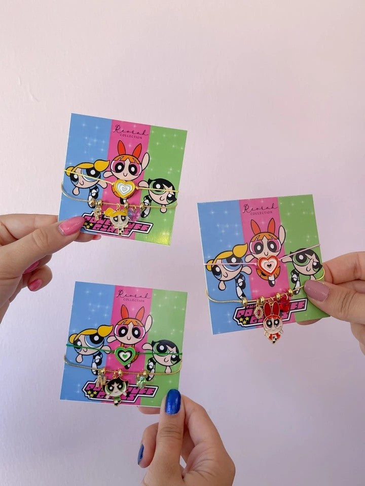 Powerpuff Girls Heart Bracelet Set