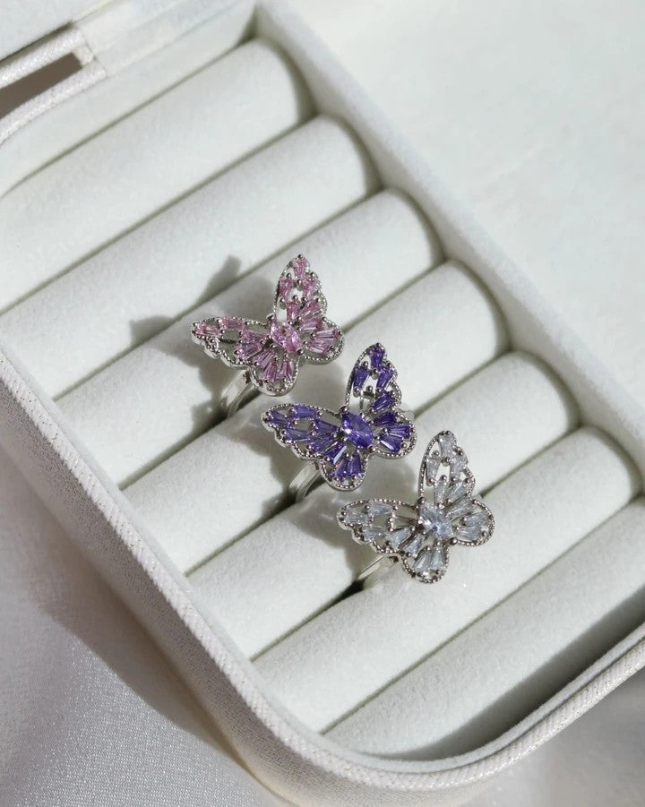 Baguette Stone Butterfly Ring