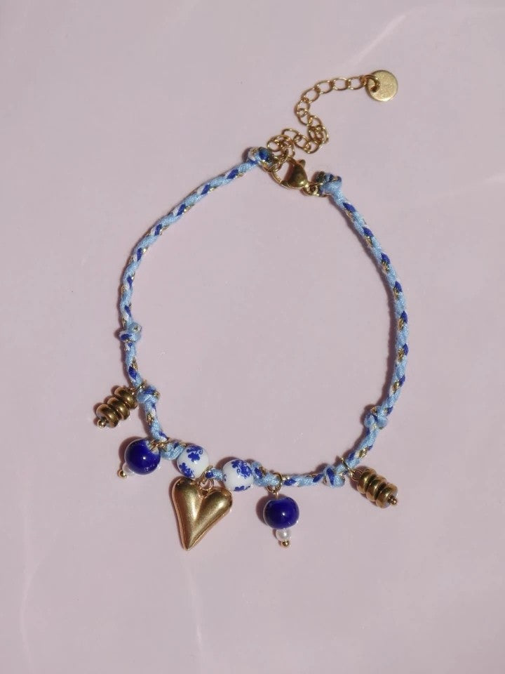 Porcelain Bead Macrame Steel Bracelet