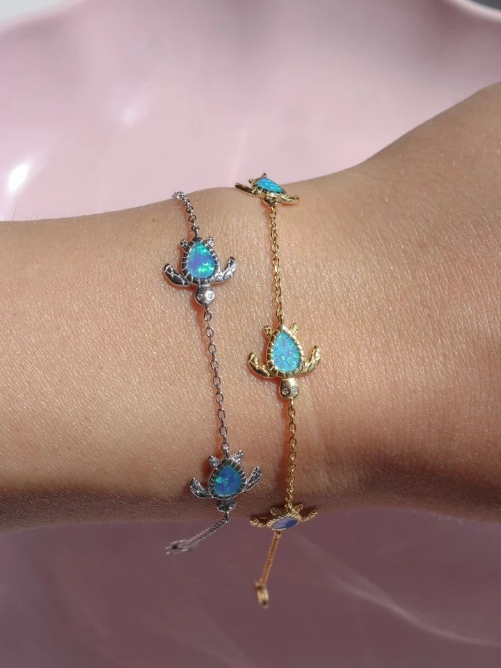 Blue Sea Turtle 925 Silver Bracelet