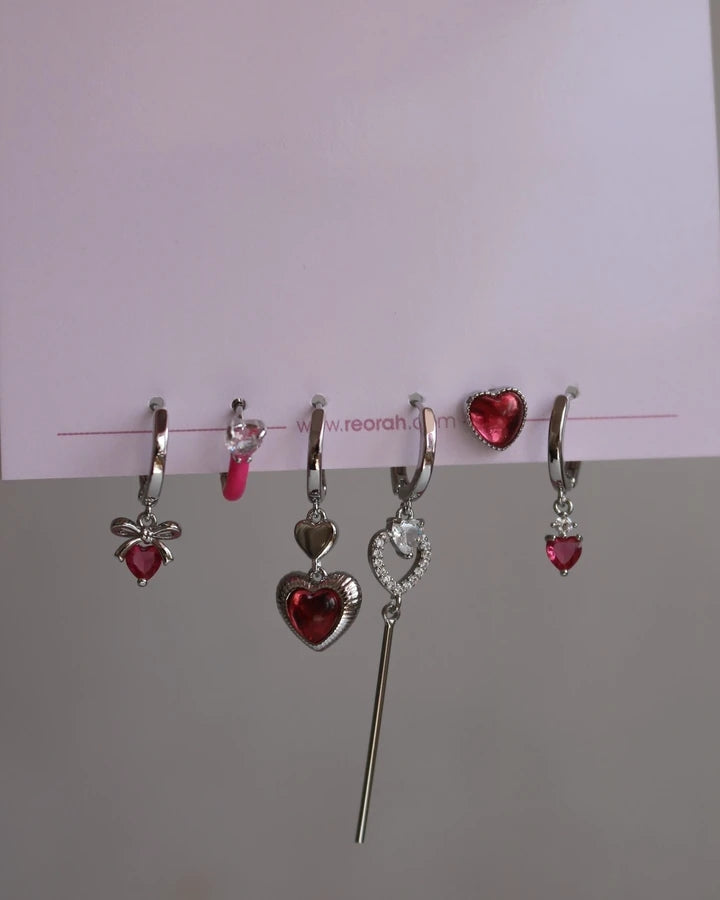 Red Love Earring Set