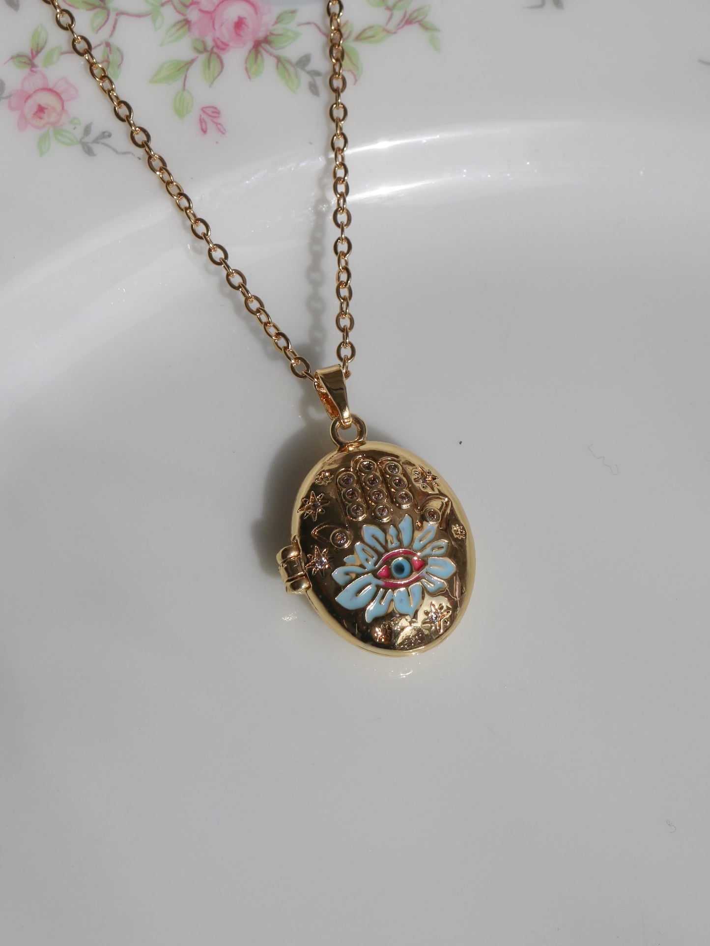 Fatima Hand Personalized Photo Locket Necklace