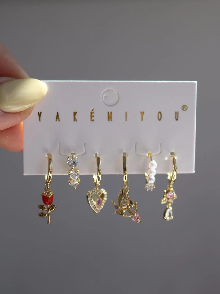 Rose Heart Earring Set