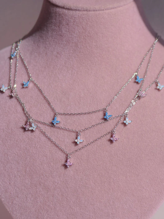 5 Piece Pixie Butterfly 925 Silver Necklace