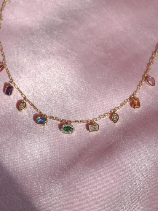 Multicolor Crystal 925 Silver Necklace