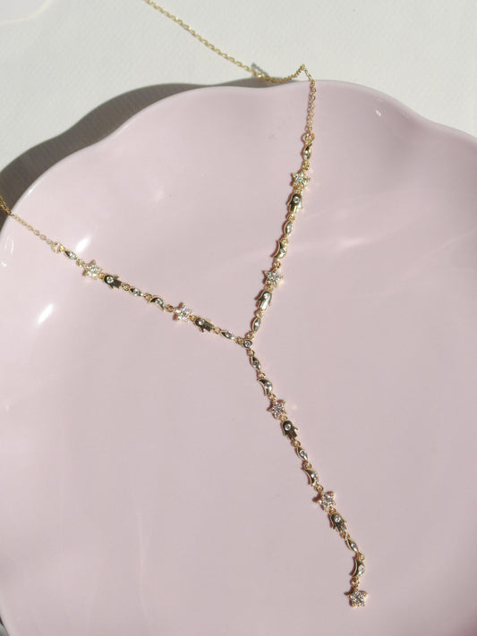 White Fatima's Starry Hand Y Necklace