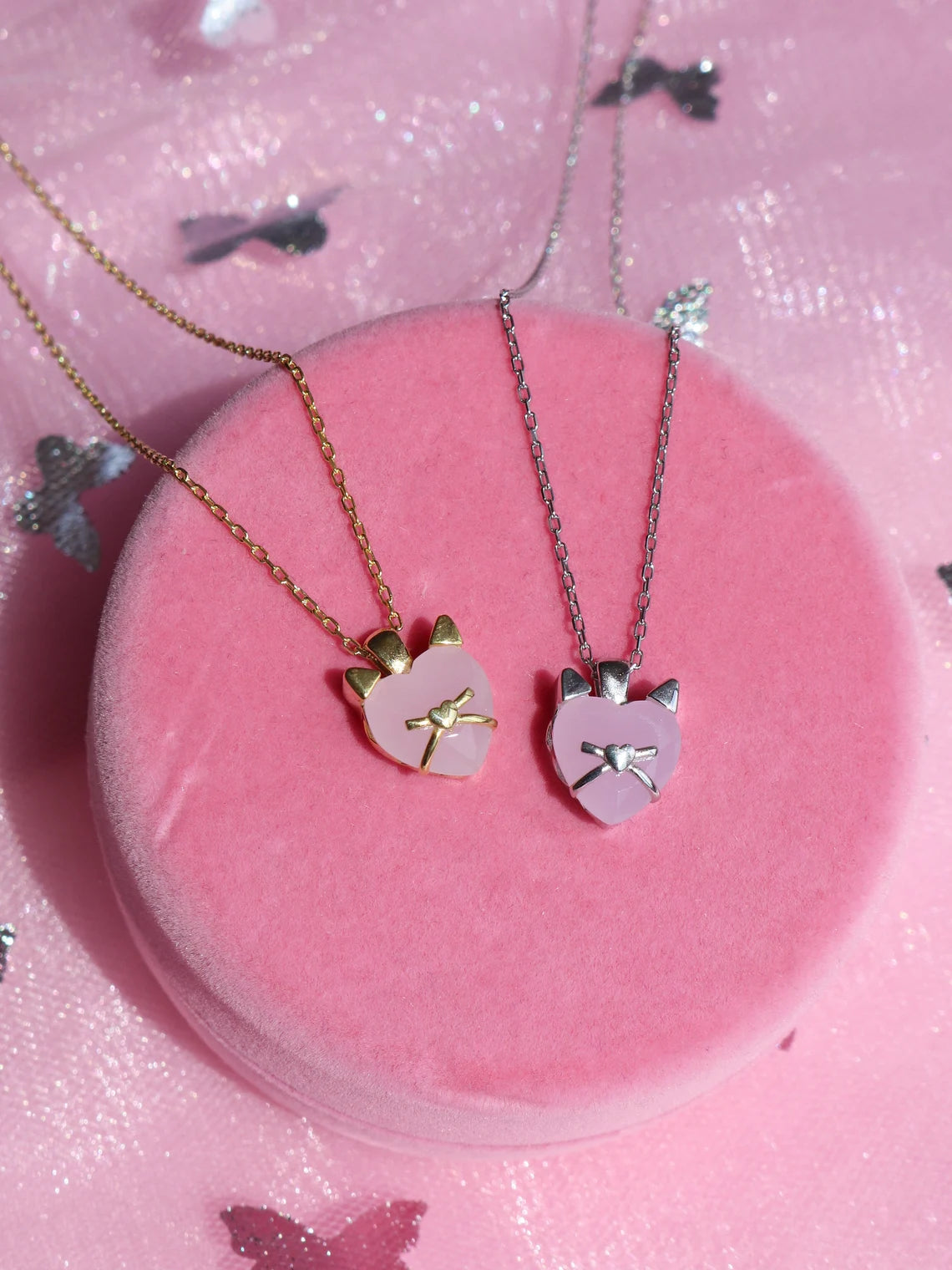 Kedi Sevgilisi Kalp Kolye