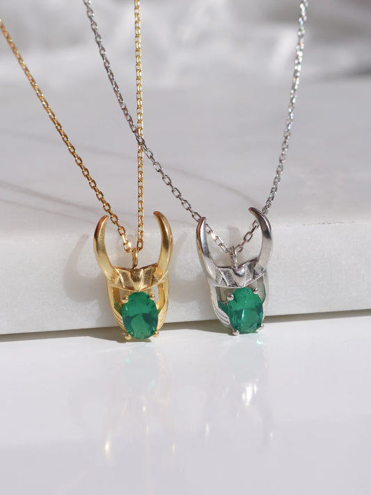 Loki Necklace and Ring Set 925 Sterling Silver, Superhero Necklace and Ring