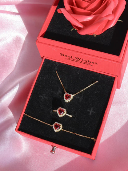 Red Pandora Heart 925 Silver Jewelry Set