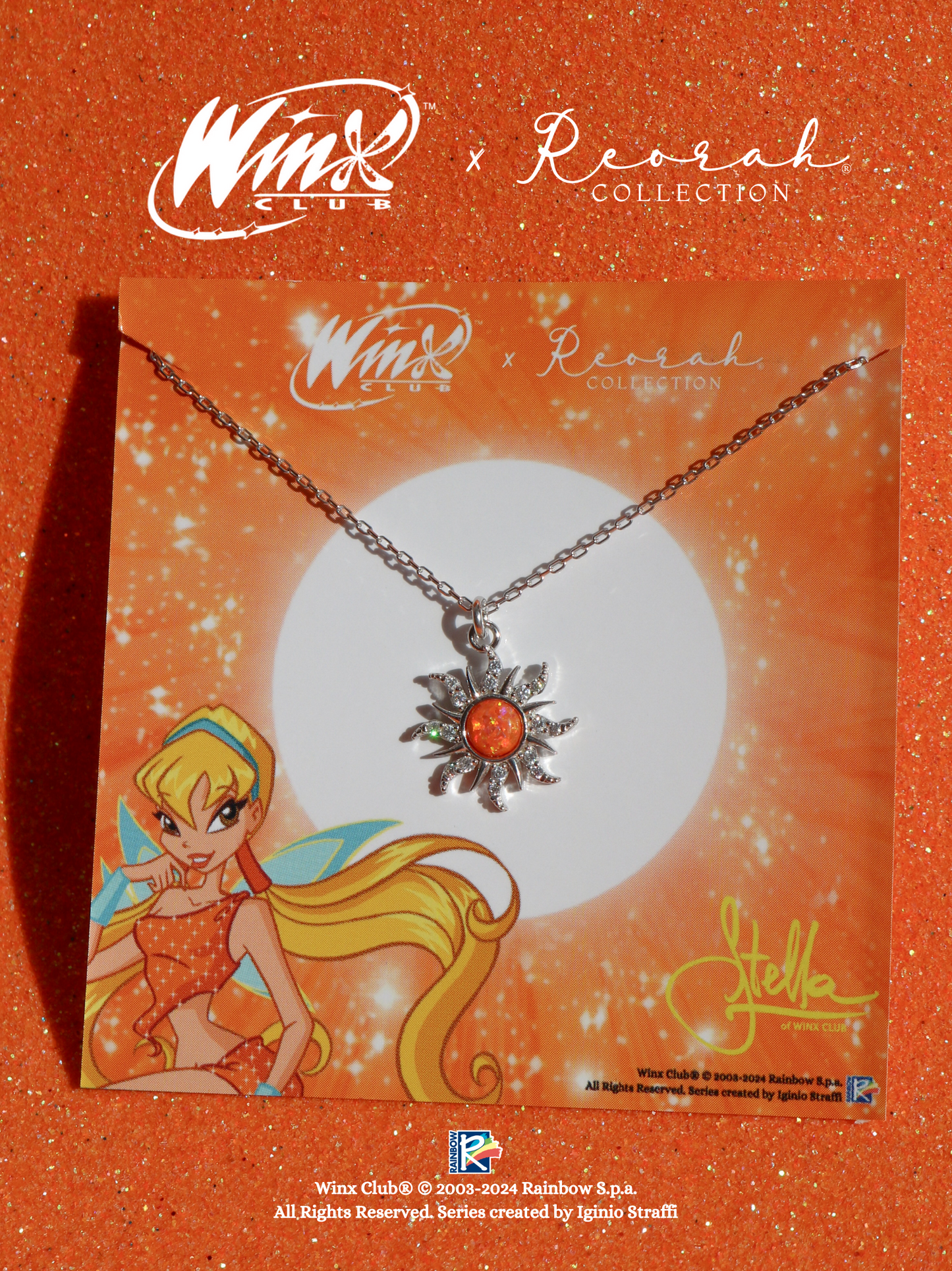 Winx Club® Stella Opal Sun Necklace, 925 Sterling Silver