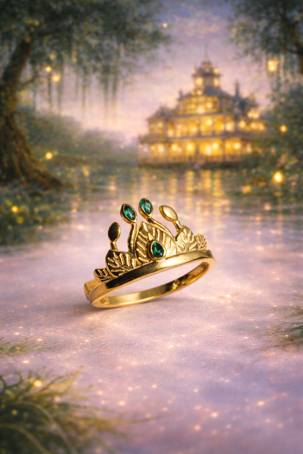 Princess Tiana Crown Ring, Frog Ring, 925 Sterling Silver